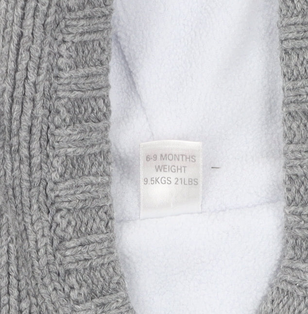 Next Unisex Grey Cable Knit Hooded Jacket 6-9 Months