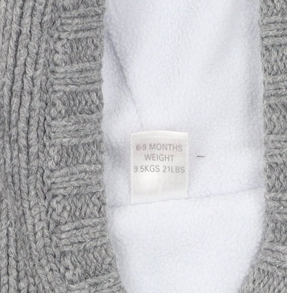 Next Unisex Grey Cable Knit Hooded Jacket 6-9 Months