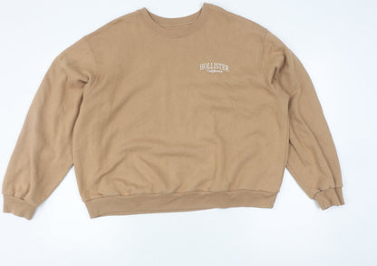 Unisex Adults UK Size L Hollister Brown Pullover Sweatshirt