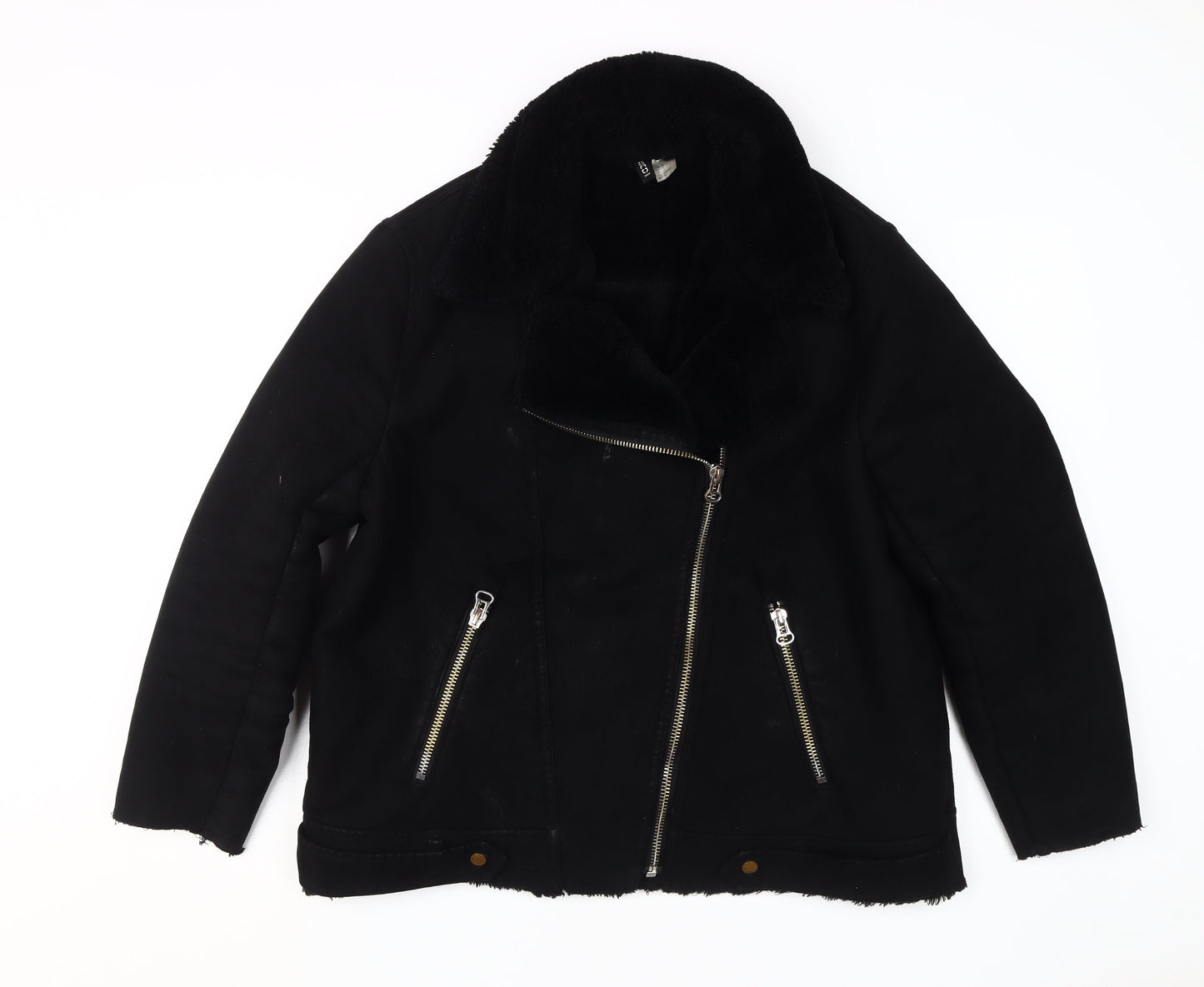 Womens UK Size 14 H&M Black Motorcycle Jacket