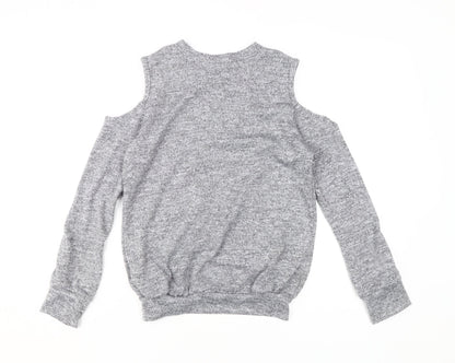 Lipsy Grey Cold Shoulder Lace Blouse, XS, Knit, Spring