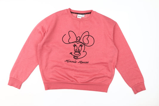Womens UK Size S Disney Pink Pullover Sweatshirt
