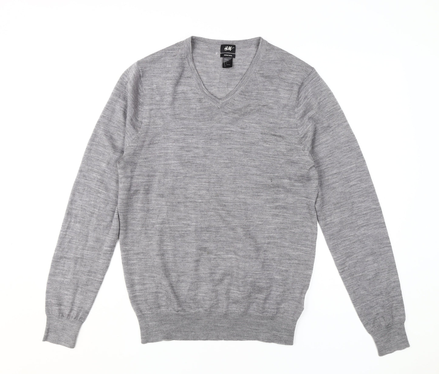 H&M Men’s Grey V-Neck Pullover Jumper Size S