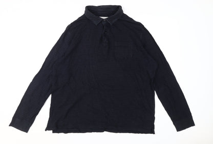 Jasper Conran Men's Black XL Striped Long Sleeve Polo