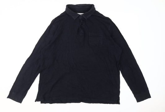 Jasper Conran Men's Black XL Striped Long Sleeve Polo