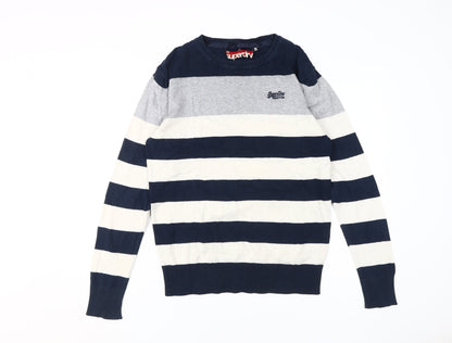 Superdry Men’s Blue Striped Pullover Jumper S