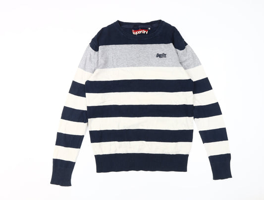 Superdry Men’s Blue Striped Pullover Jumper S