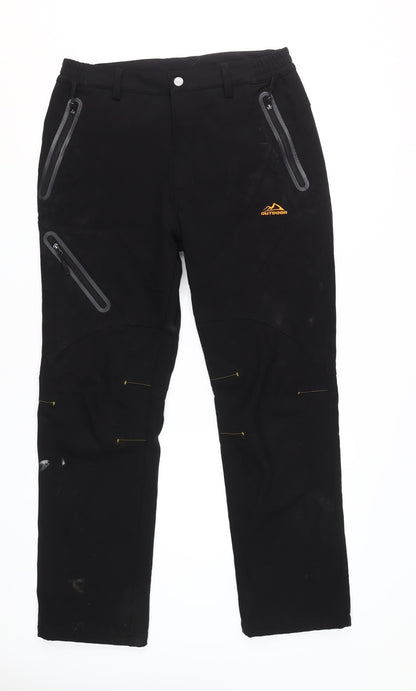 Outdoor Men's Black Trousers, Size L, Breathable, Casual