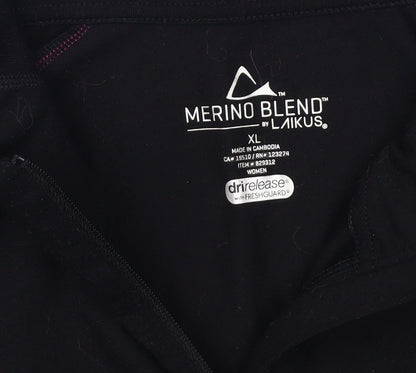 Laikus Women's Black XL Merino Blend 1/2 Zip Sweatshirt