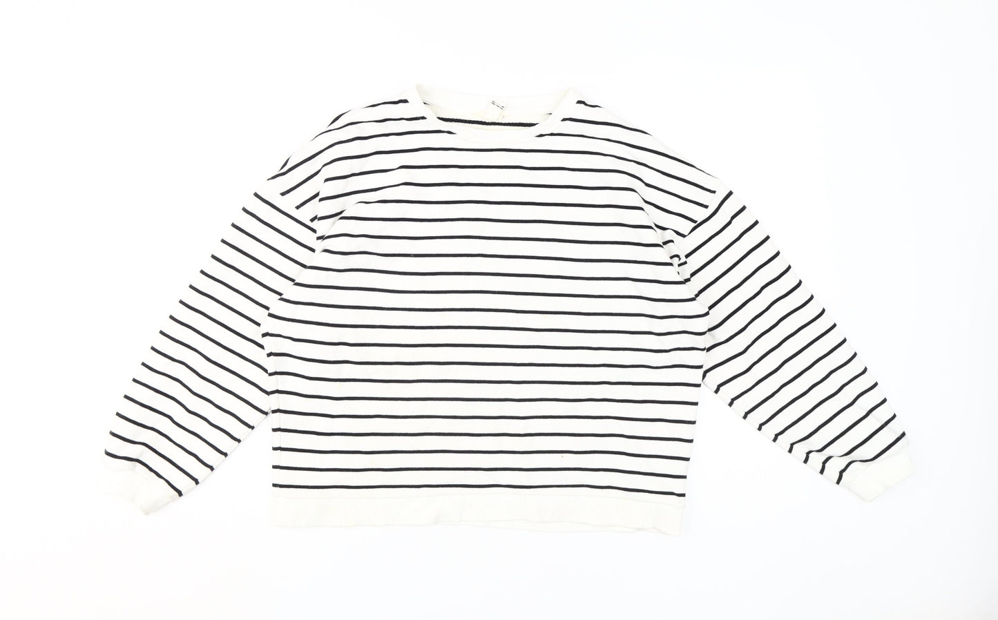 River Island Women's White Striped Pullover Sweatshirt S