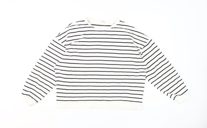 River Island Women's White Striped Pullover Sweatshirt S