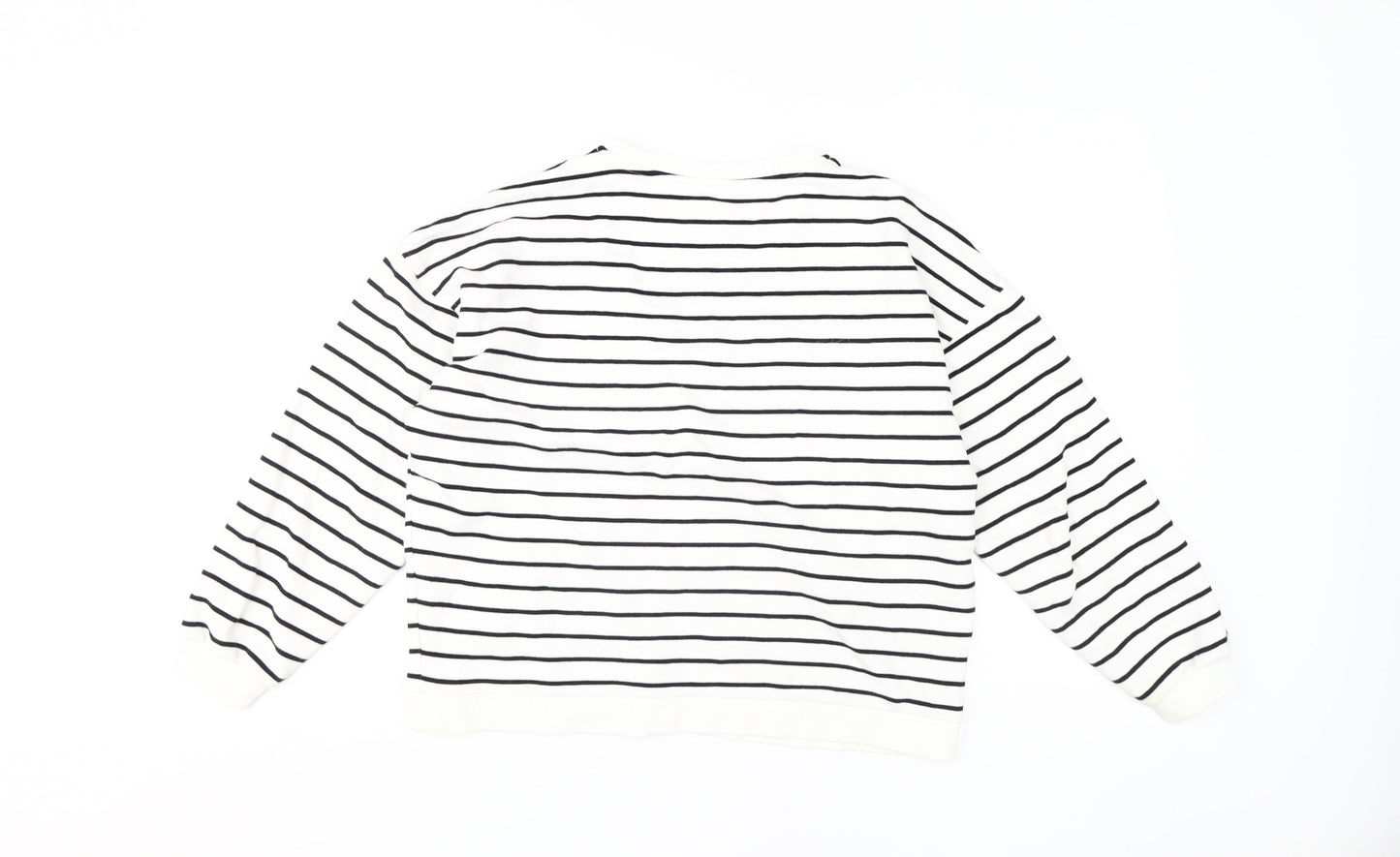 River Island Women's White Striped Pullover Sweatshirt S