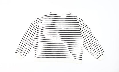 River Island Women's White Striped Pullover Sweatshirt S