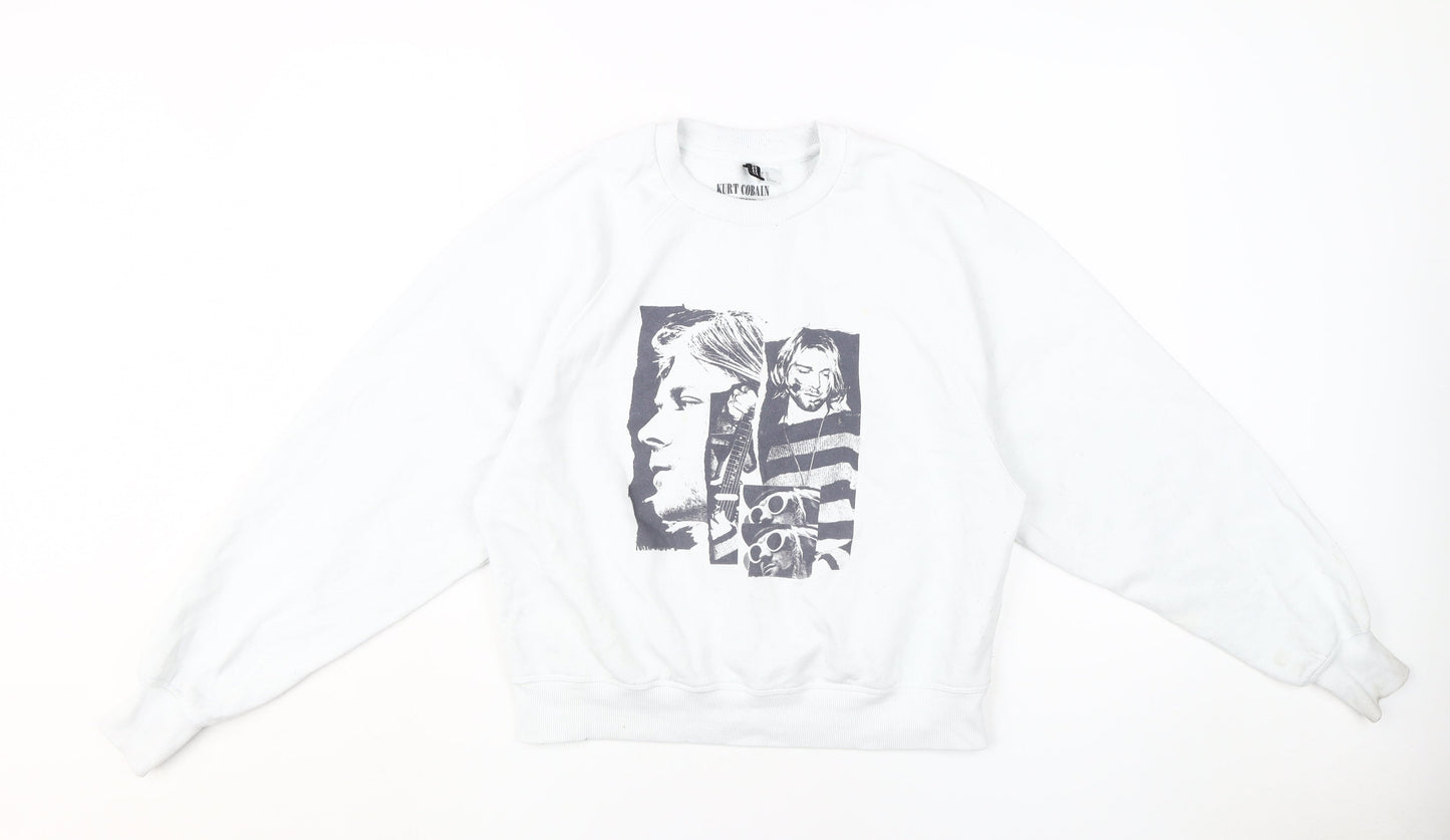 Unisex Adults White Music Graphic Sweatshirt XS
