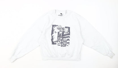 Unisex Adults White Music Graphic Sweatshirt XS