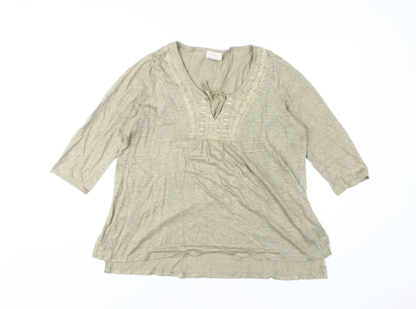 Womens UK Size 8 Wrap Beige Tunic Blouse