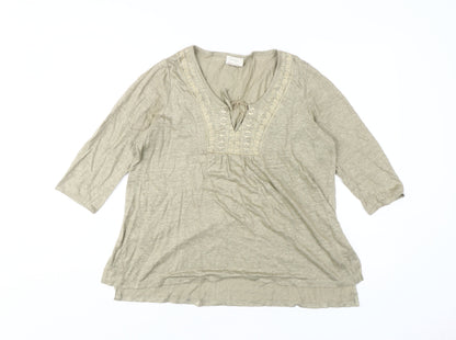 Womens UK Size 8 Wrap Beige Tunic Blouse