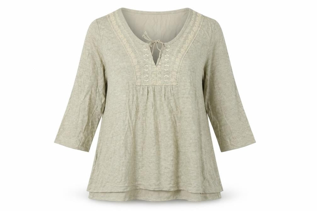 Womens UK Size 8 Wrap Beige Tunic Blouse