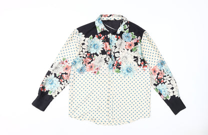 Zara Basic Floral & Dot Blouse Women Size 8 Multicoloured