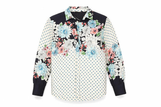 Zara Basic Floral & Dot Blouse Women Size 8 Multicoloured