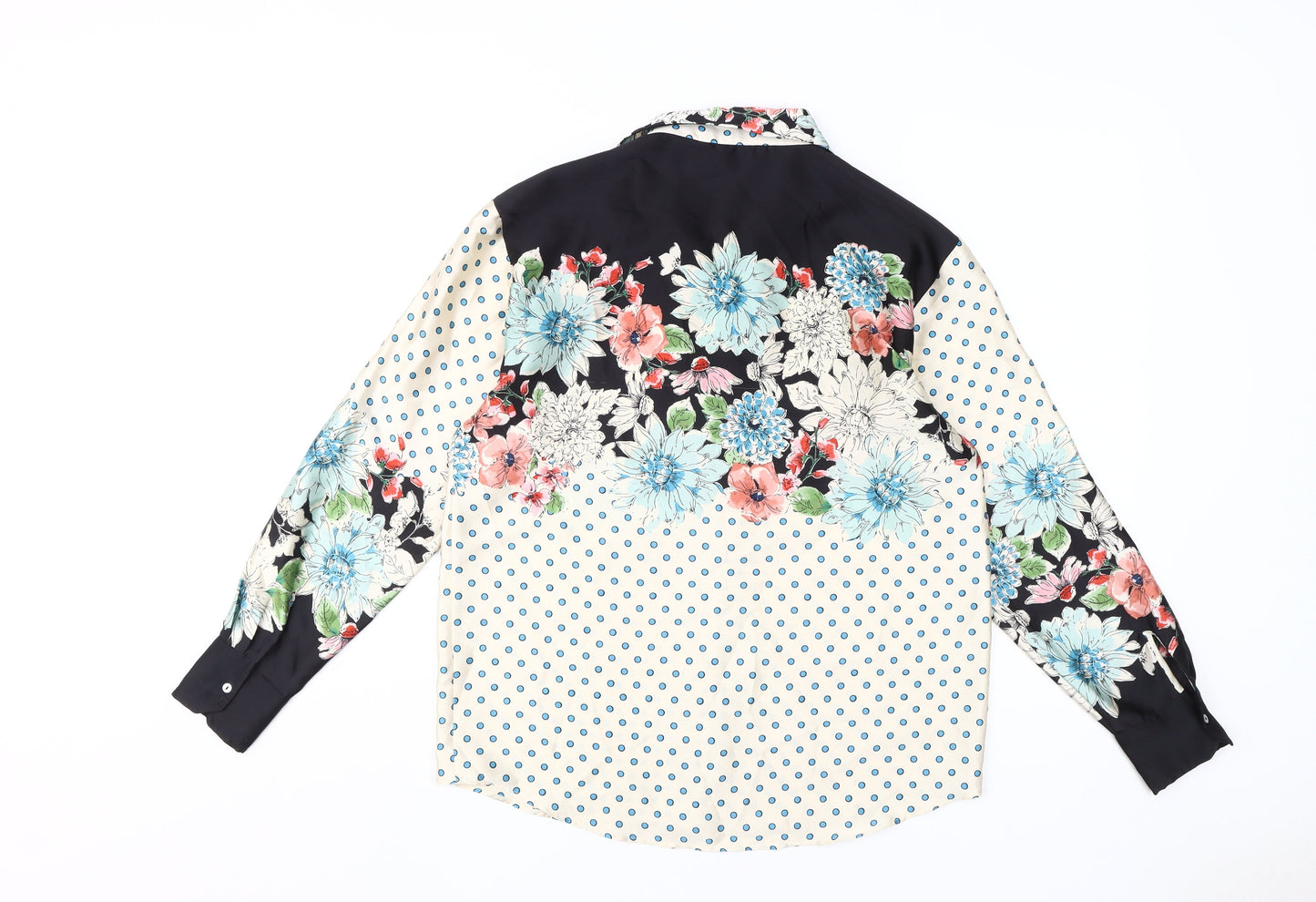 Zara Basic Floral & Dot Blouse Women Size 8 Multicoloured