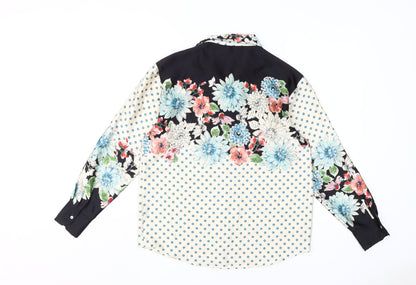 Zara Basic Floral & Dot Blouse Women Size 8 Multicoloured