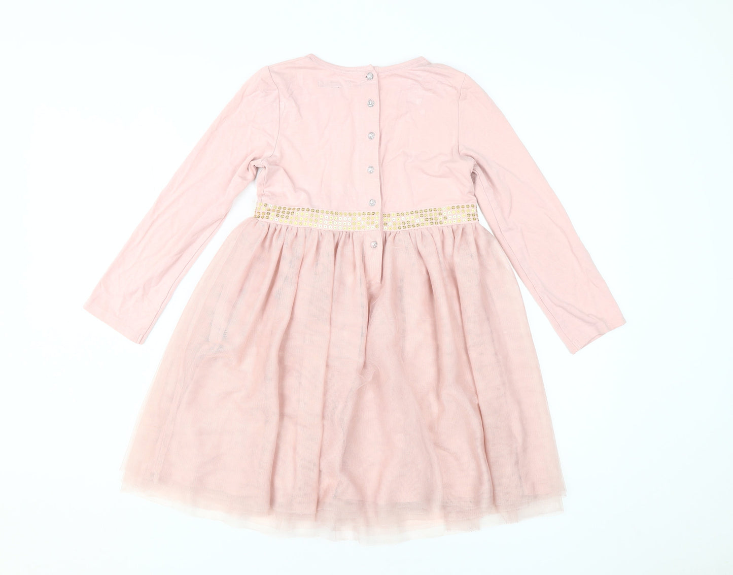 Marks and Spencer Girls Pink Dress, Long Sleeve, 6-7 Years