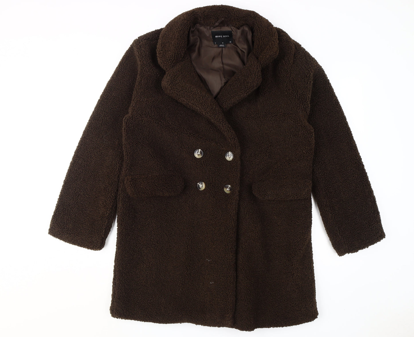 Womens UK Size M Brave Soul Brown Overcoat