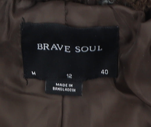 Womens UK Size M Brave Soul Brown Overcoat