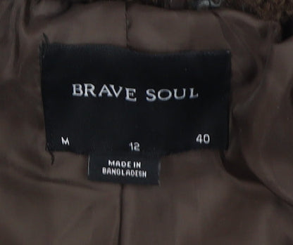 Womens UK Size M Brave Soul Brown Overcoat