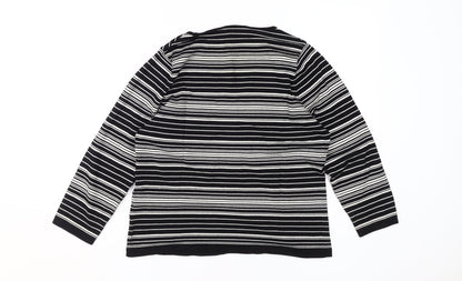 Liz Claiborne Women's Black Striped Knit Blouse M