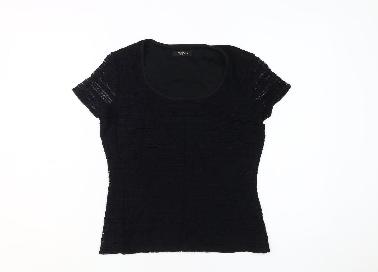 Womens UK Size S Precis Black Basic T-Shirt