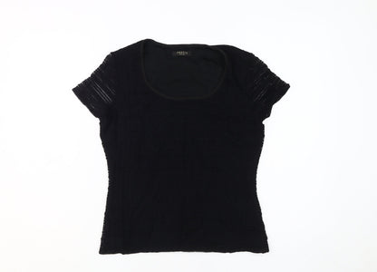 Womens UK Size S Precis Black Basic T-Shirt