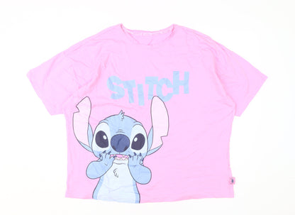 George Stitch Women's Pink T-Shirt L, Casual Cartoon