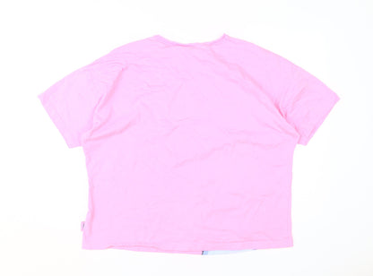 George Stitch Women's Pink T-Shirt L, Casual Cartoon