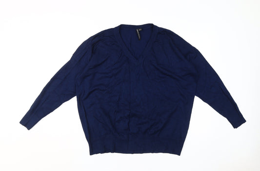 Capsule Women's Blue V-Neck Plus Pullover Jumper Size 20/22