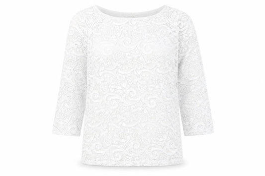 Front view of Marks & Spencer Ivory Lace Blouse, UK 10, 3/4 Sleeve