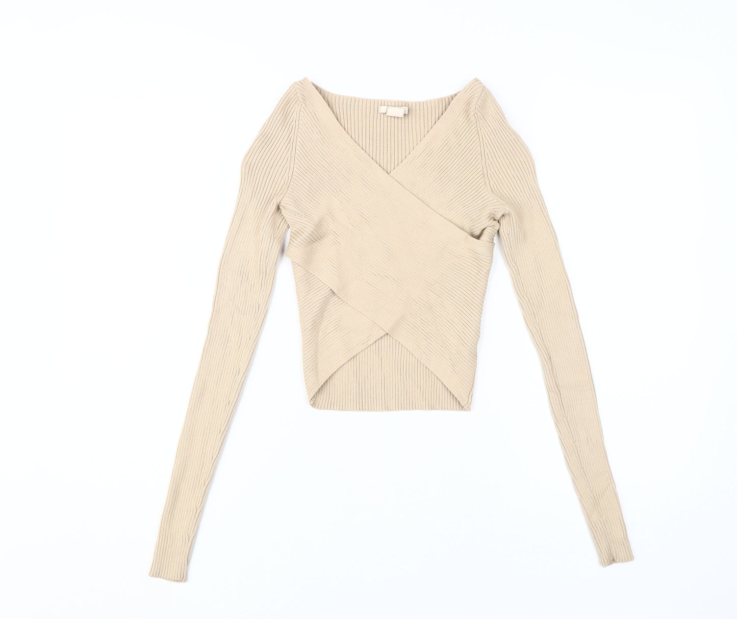 Womens UK Size 6 H&M Beige Wrap Blouse
