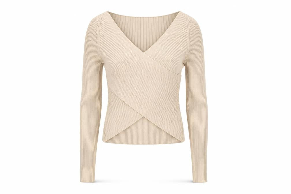 Womens UK Size 6 H&M Beige Wrap Blouse