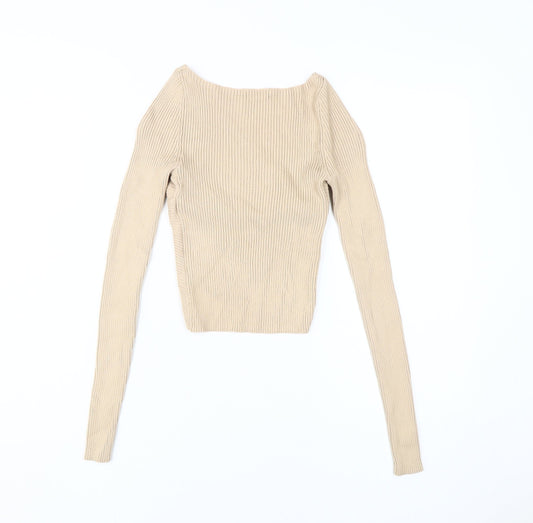 Womens UK Size 6 H&M Beige Wrap Blouse