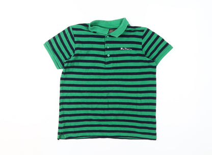 Ben Sherman Boys Green Striped Polo, 10-11 Years, Classic Style