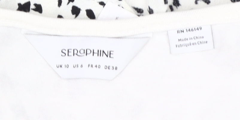 Seraphine Women’s White A-Line Dress, Size 10, Animal Print