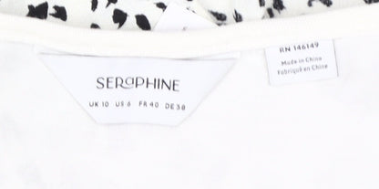 Seraphine Women’s White A-Line Dress, Size 10, Animal Print