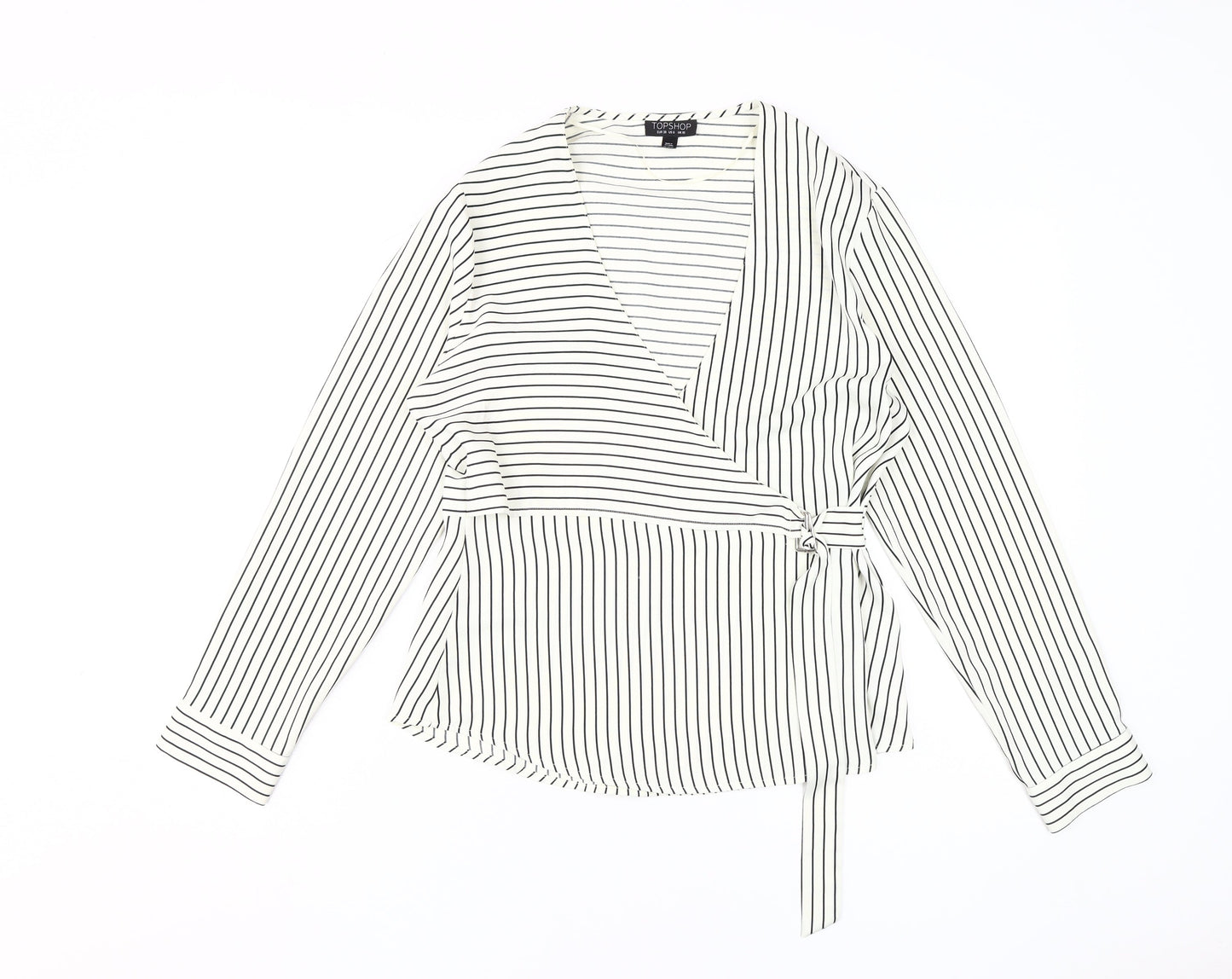 Womens UK Size 10 Topshop White Wrap Blouse