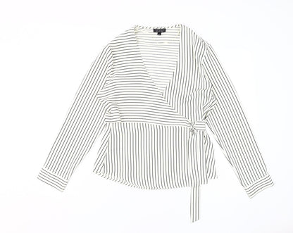 Womens UK Size 10 Topshop White Wrap Blouse