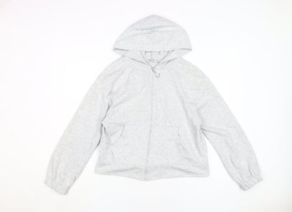 Stradivarius Women's Grey Full Zip Hoodie XS