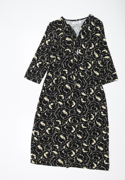 L.K. Bennett Women's Black Floral Shift Dress