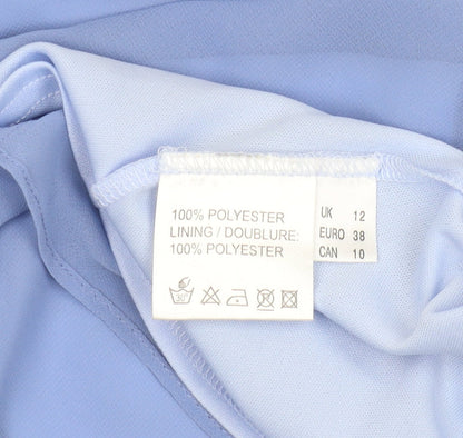 Jacques Vert Women's Blue Embroidered Cowl Neck Blouse