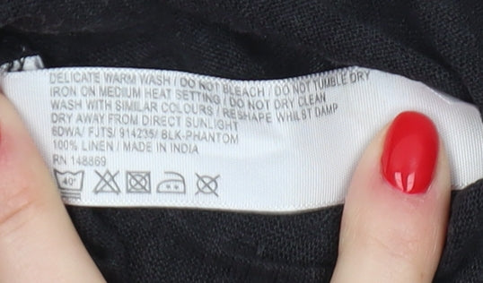 FatFace Women Black Fish Print Linen Tunic T-Shirt Size 6