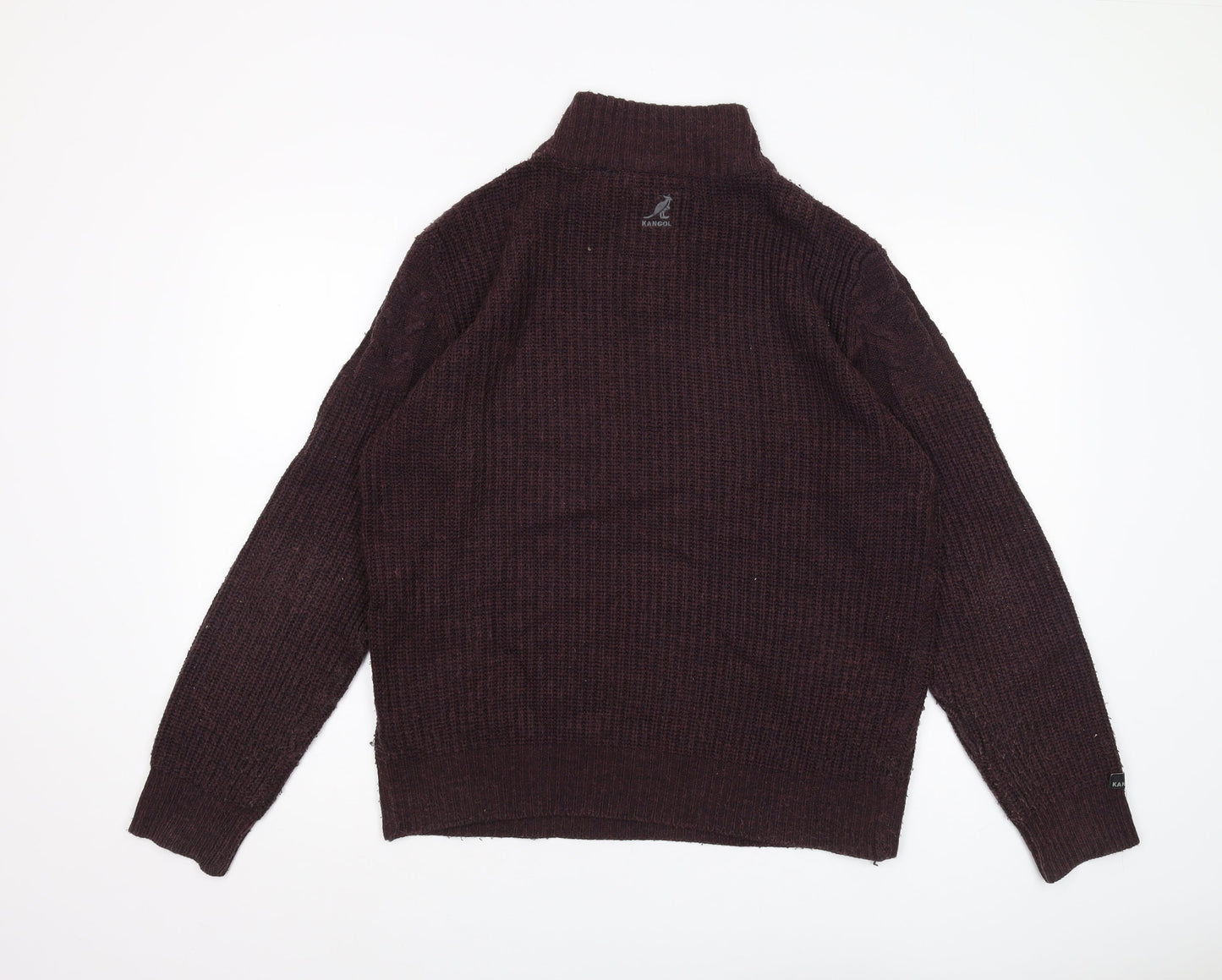 Kangol Men's Brown Henley Jumper, Size L - Acrylic, Autumn/Winter